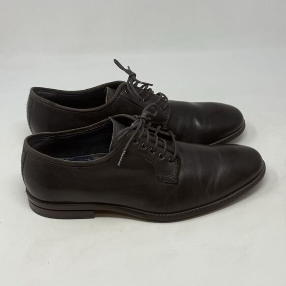 Cole Haan Grand Warner Shoes Mens 9.5 Gray Leather Classic Oxford Derby Dress - Picture 3 of 16